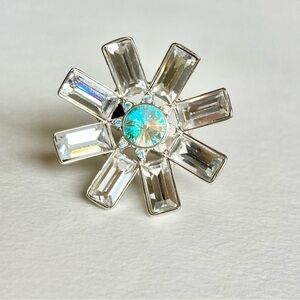 Rare Givenchy  Silver and Crystal Ring
